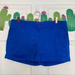 Elle Bright Cobalt Blue Rolled Hem Chino Shorts